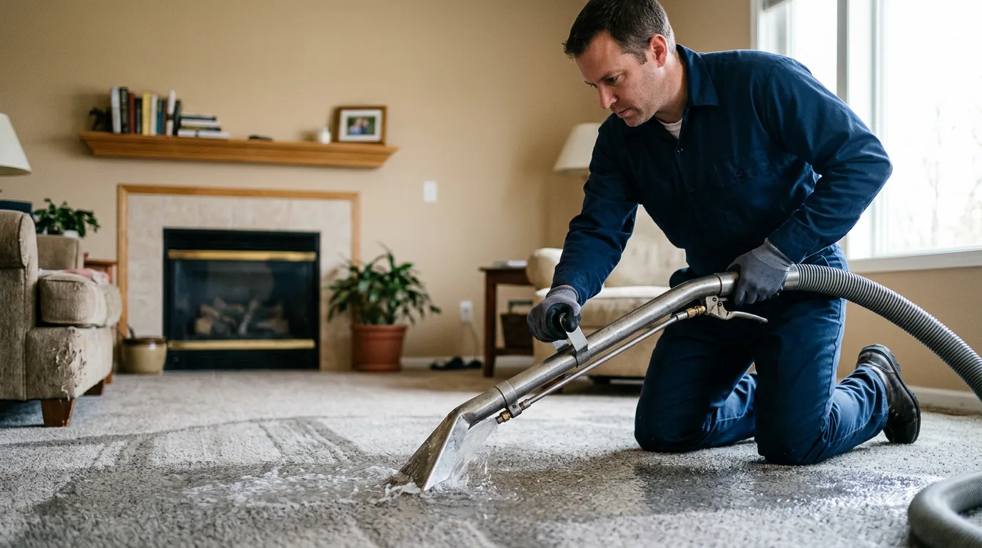 Water damage restoration technician working near South Point, OH